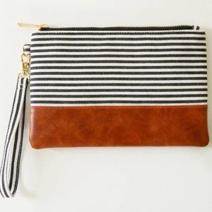 Classic Black & White Stripe Wristlet